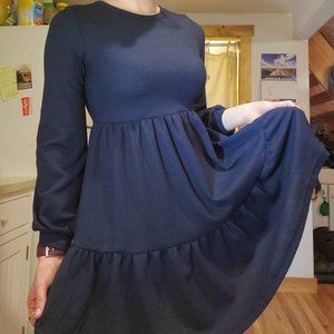 Navy Blue Long-sleeve Dress